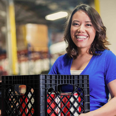 woman gathering supplies